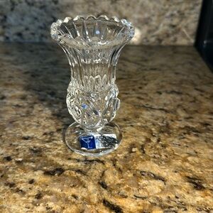 Vintage Lead Crystal Bud Vase Made in Yugoslavia 4" Crystal Clear Industries